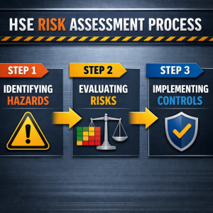 Image of a flow diagram showing the process of HSE risk assement process
