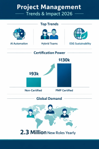 Image of project management trends and impact 2026 infograph
