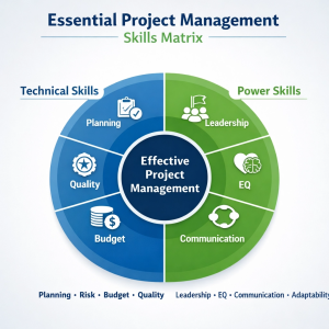 Image of essential project management skills matrix infographic