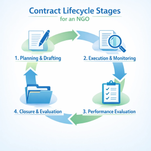 infograph of contarct management lifecyle stages