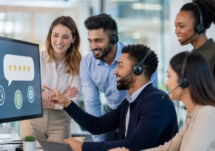 image of A high-quality corporate scene featuring a diverse team collaborating in a modern office, setting a professional and positive tone for the article.