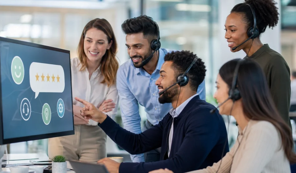 image of A high-quality corporate scene featuring a diverse team collaborating in a modern office, setting a professional and positive tone for the article.
