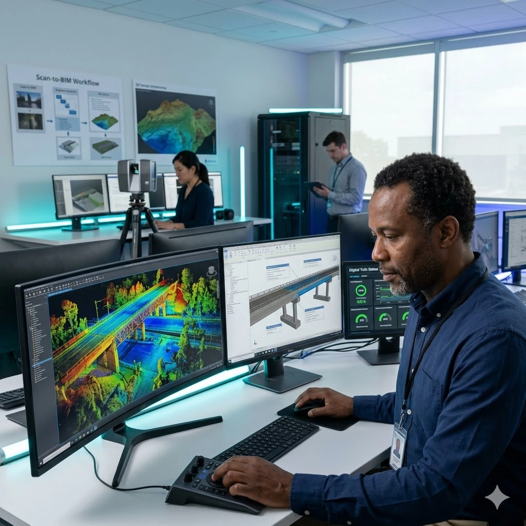 Training on Digital Twin Creation from Point Cloud Scans of Existing Infrastructure