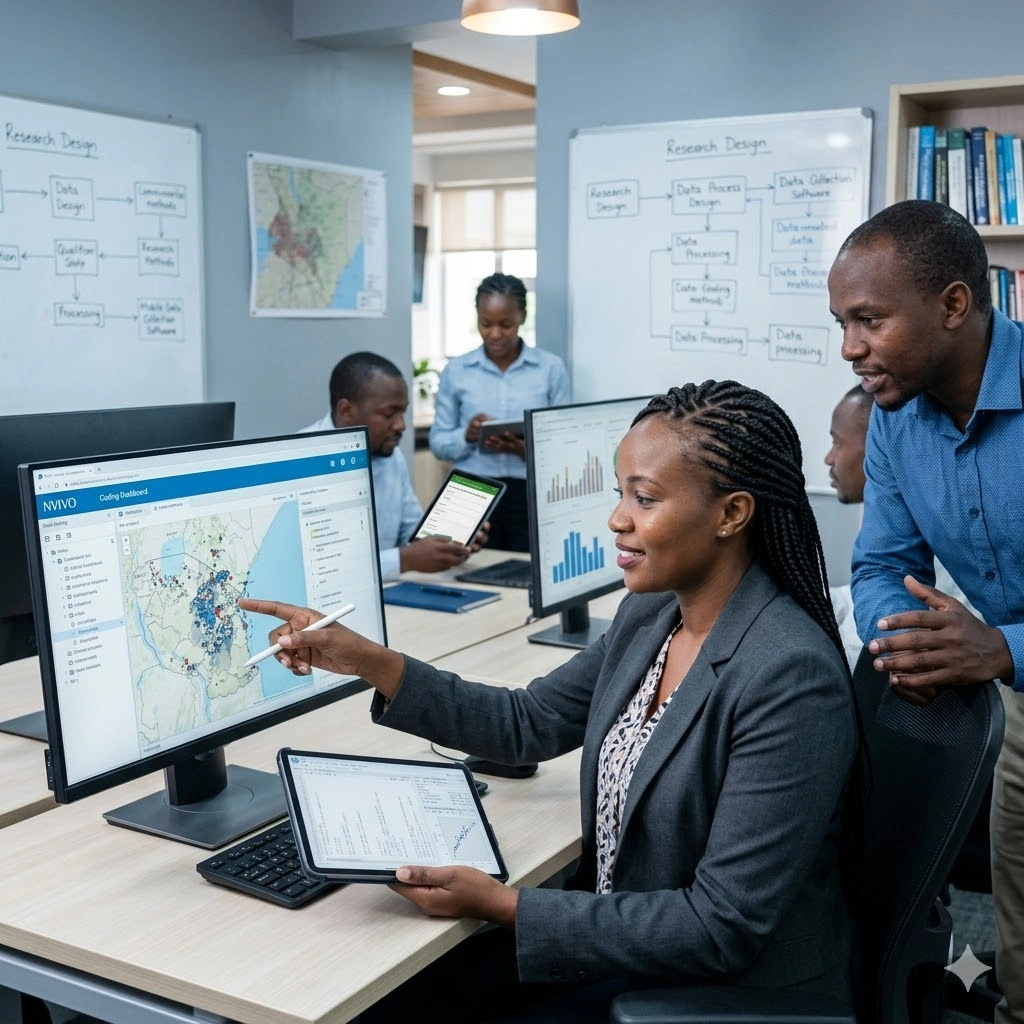 Training on Research Design and Mobile Data Collection and Mapping and Evidence Based Informatics with NVivo and R